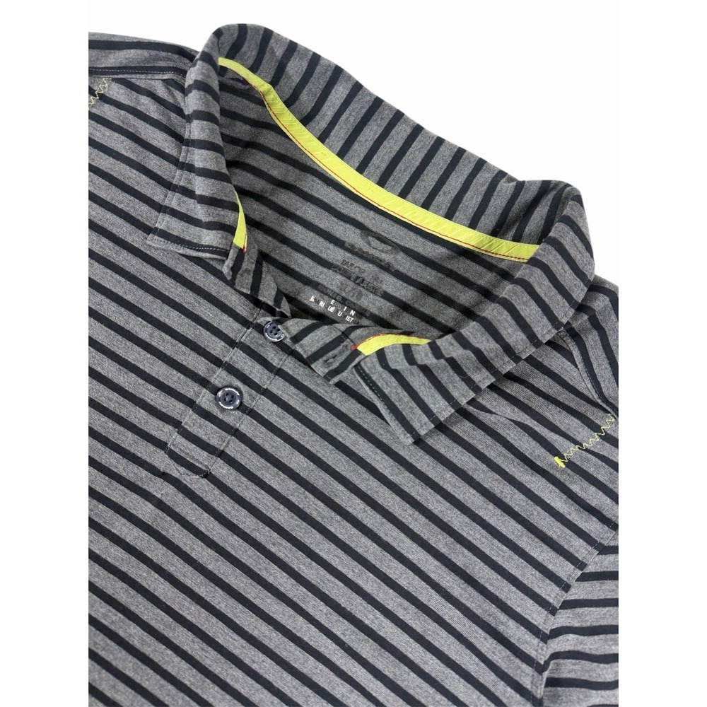 Oakley Men's Tailored Fit Striped Short Sleeve Polo Shirt Grey Black Size XL